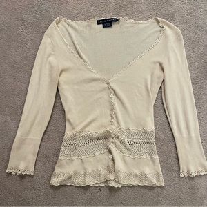 Lacy Ralph Lauren Fitted Silk Cardigan Top